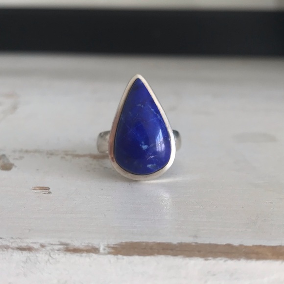 SOLD 🦋Sterling Silver Lapis tear drop ring🦋 - Picture 3 of 6